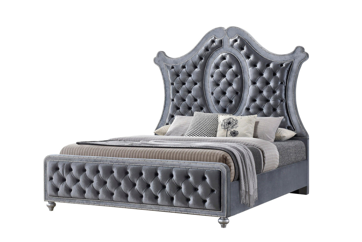 Cameo Gray Upholstered Panel Bedroom Set by Crown Mark at Eve Furniture