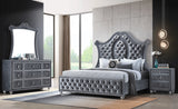 Cameo Gray Upholstered Panel Bedroom Set by Crown Mark at Eve Furniture