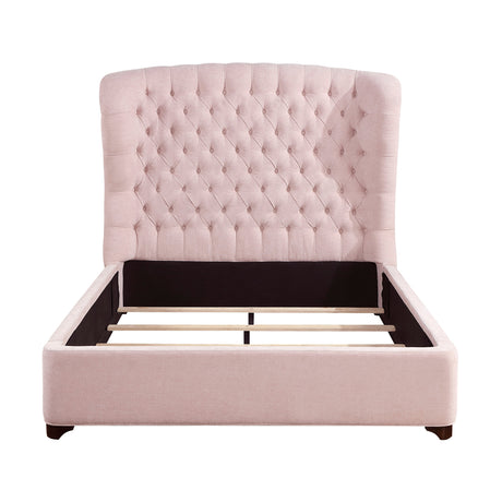Cameo Pink California King Upholstered Wingback Bed by Homelegance at Eve Furniture