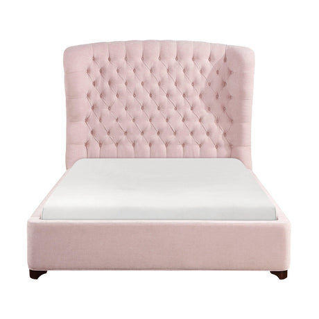 Cameo Pink Full Upholstered Wingback Bed by Homelegance at Eve Furniture