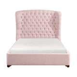 Cameo Pink King Upholstered Wingback Bed by Homelegance at Eve Furniture