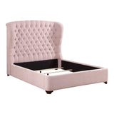 Cameo Pink King Upholstered Wingback Bed by Homelegance at Eve Furniture