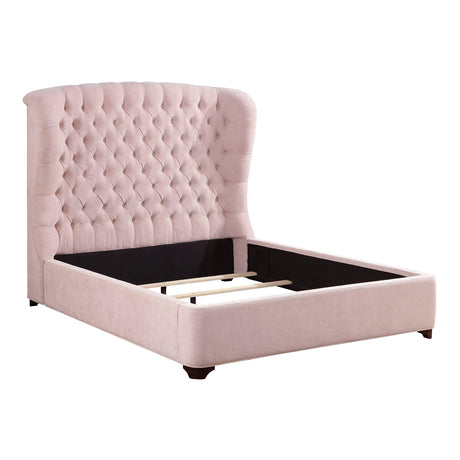 Cameo Pink King Upholstered Wingback Bed by Homelegance at Eve Furniture