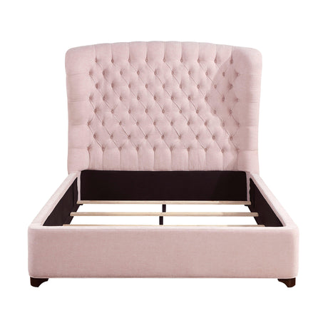 Cameo Pink Queen Upholstered Wingback Bed by Homelegance at Eve Furniture