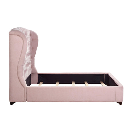 Cameo Pink Queen Upholstered Wingback Bed by Homelegance at Eve Furniture