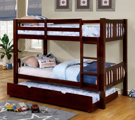 Cameron Dark Walnut Full/Full Bunk Bed, Dark Walnut by Furniture of America at Eve Furniture