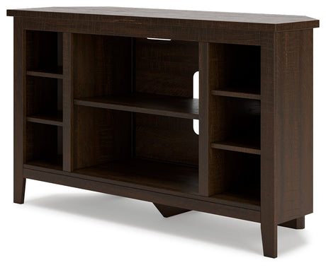 Camiburg Warm Brown Corner TV Stand