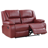 Camila 2-piece Upholstered Reclining Sofa Set Red Faux Leather