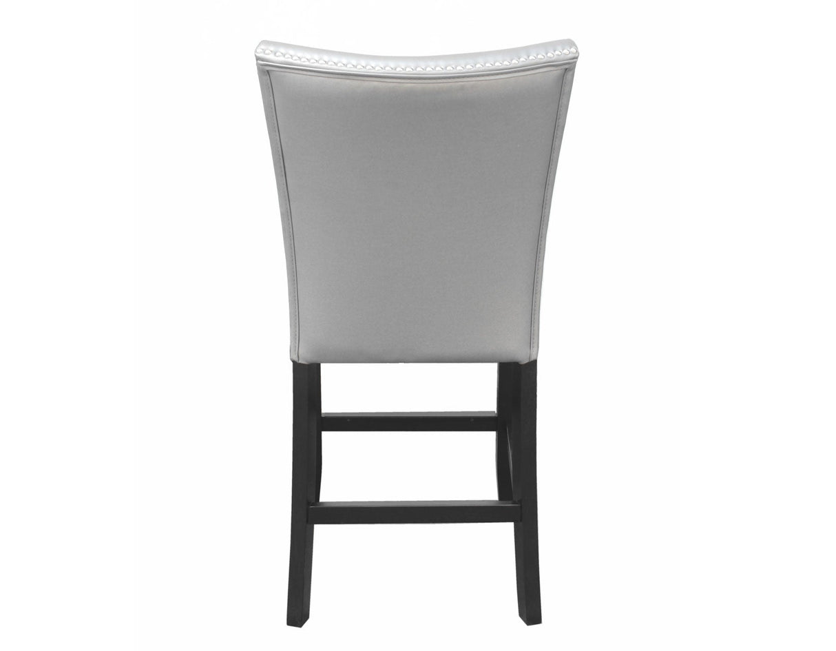 Camila 24″ Counter Stool, Silver Leatherette, Set of 2