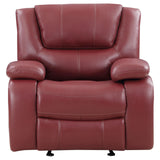 Camila 3-piece Upholstered Reclining Sofa Set Red Faux Leather