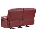 Camila 3-piece Upholstered Reclining Sofa Set Red Faux Leather