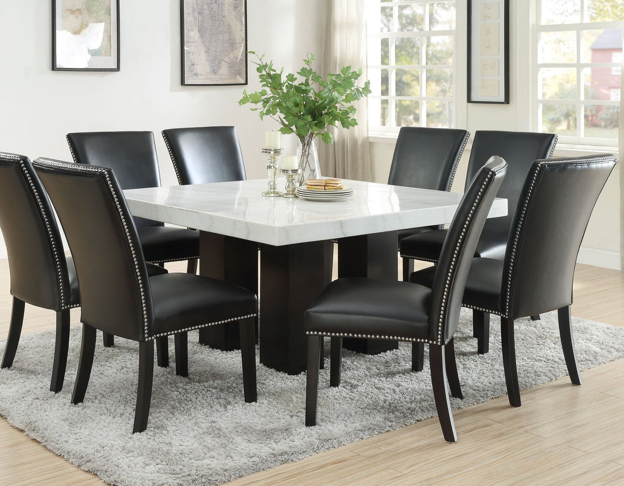 Camila 5-Piece Square Marble Top Dining(Table & 4 Side Chairs)