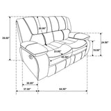 Camila Black 2-piece Upholstered Motion Reclining Sofa Set by Coaster at Eve Furniture