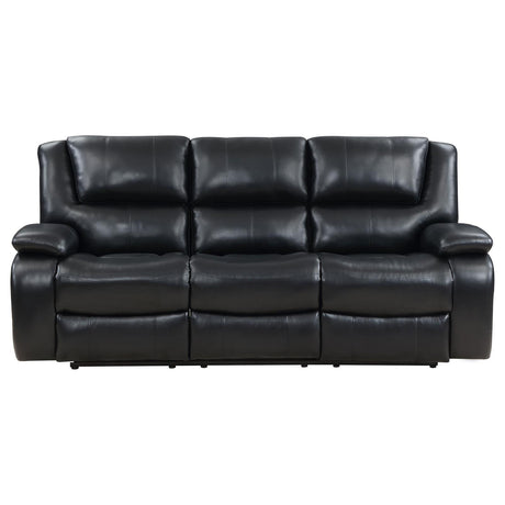 Camila Black 2-piece Upholstered Motion Reclining Sofa Set by Coaster at Eve Furniture
