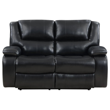Camila Black 2-piece Upholstered Motion Reclining Sofa Set by Coaster at Eve Furniture