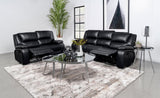 Camila Black 2-piece Upholstered Motion Reclining Sofa Set by Coaster at Eve Furniture