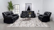 Camila Black 3-piece Upholstered Motion Reclining Sofa Set by Coaster at Eve Furniture