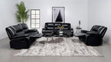 Camila Black 3-piece Upholstered Motion Reclining Sofa Set by Coaster at Eve Furniture