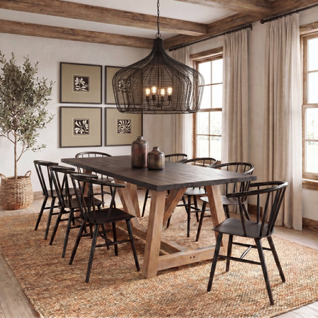 Camila Black Metal Mesh-Style Four Bulb Chandelier by Mercana at Eve Furniture