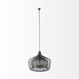 Camila Black Metal Mesh-Style Four Bulb Chandelier by Mercana at Eve Furniture