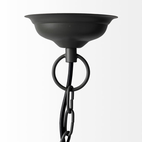 Camila Black Metal Mesh-Style Four Bulb Chandelier by Mercana at Eve Furniture