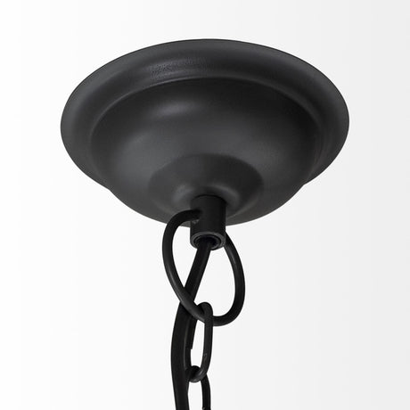 Camila Black Metal Mesh-Style Four Bulb Chandelier by Mercana at Eve Furniture