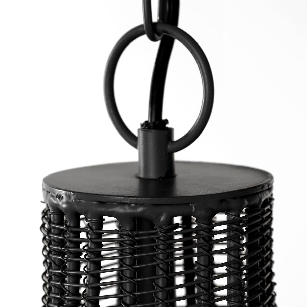 Camila Black Metal Mesh-Style Four Bulb Chandelier by Mercana at Eve Furniture