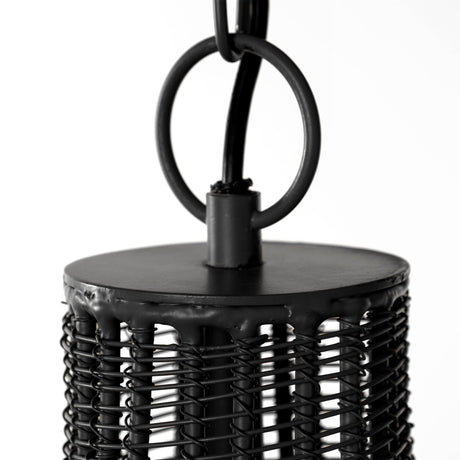 Camila Black Metal Mesh-Style Four Bulb Chandelier by Mercana at Eve Furniture