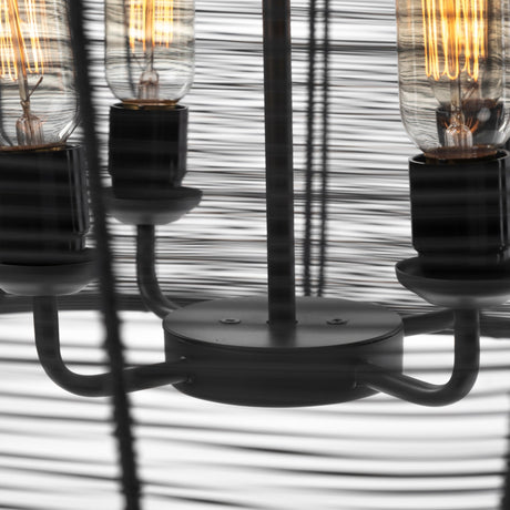 Camila Black Metal Mesh-Style Four Bulb Chandelier by Mercana at Eve Furniture