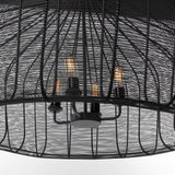 Camila Black Metal Mesh-Style Four Bulb Chandelier by Mercana at Eve Furniture