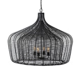 Camila Black Metal Mesh-Style Four Bulb Chandelier by Mercana at Eve Furniture