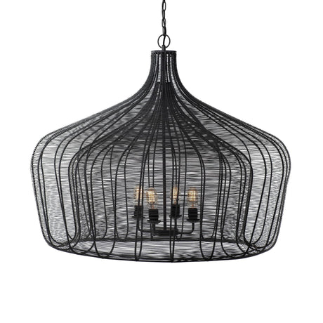Camila Black Metal Mesh-Style Four Bulb Chandelier by Mercana at Eve Furniture