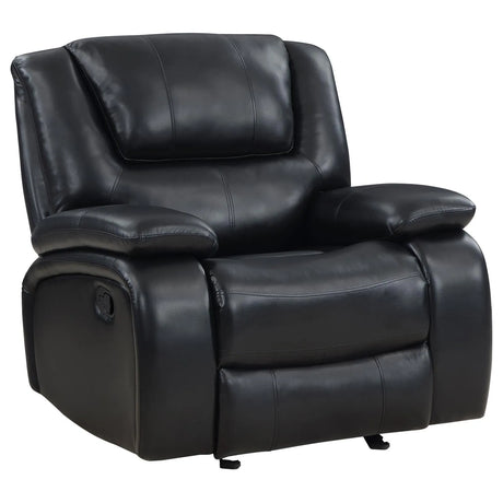 Camila Black Upholstered Manual Reclining Living Room Set by Coaster at Eve Furniture