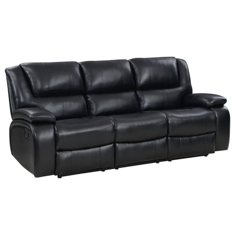 Camila Black Upholstered Manual Reclining Living Room Set by Coaster at Eve Furniture