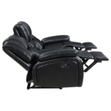 Camila Black Upholstered Manual Reclining Living Room Set by Coaster at Eve Furniture