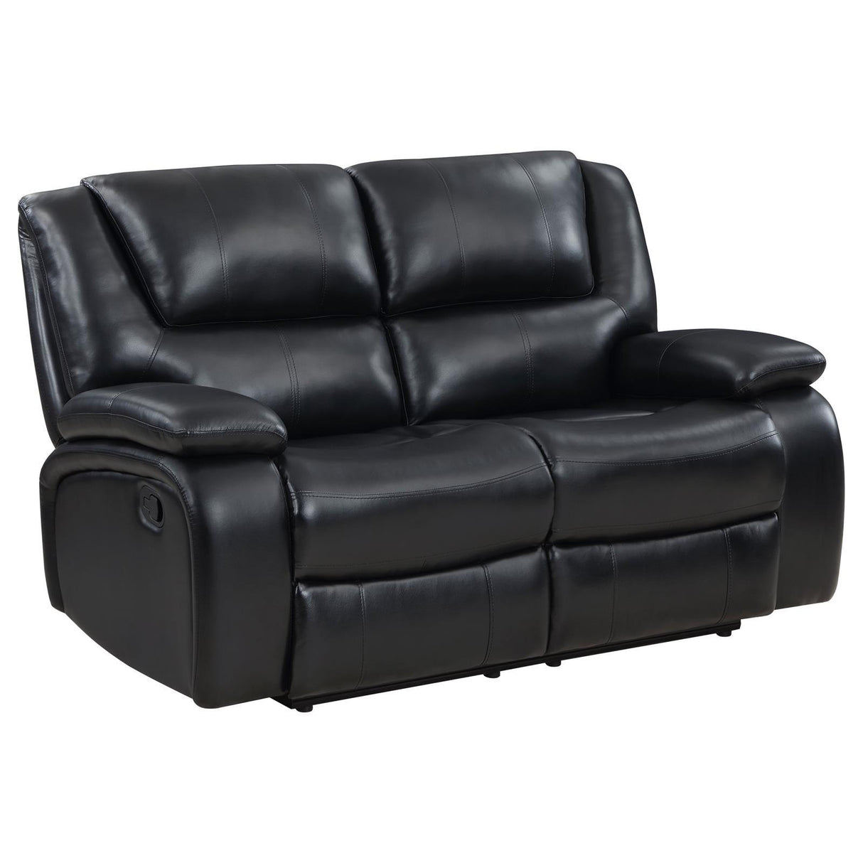 Camila Black Upholstered Motion Reclining Loveseat by Coaster at Eve Furniture