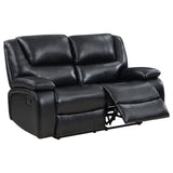 Camila Black Upholstered Motion Reclining Loveseat by Coaster at Eve Furniture