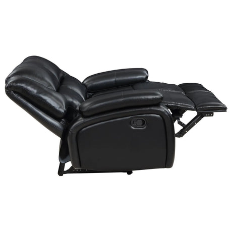 Camila Black Upholstered Motion Reclining Loveseat by Coaster at Eve Furniture