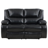 Camila Black Upholstered Motion Reclining Loveseat by Coaster at Eve Furniture