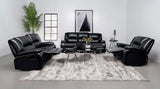 Camila Black Upholstered Motion Reclining Sofa by Coaster at Eve Furniture