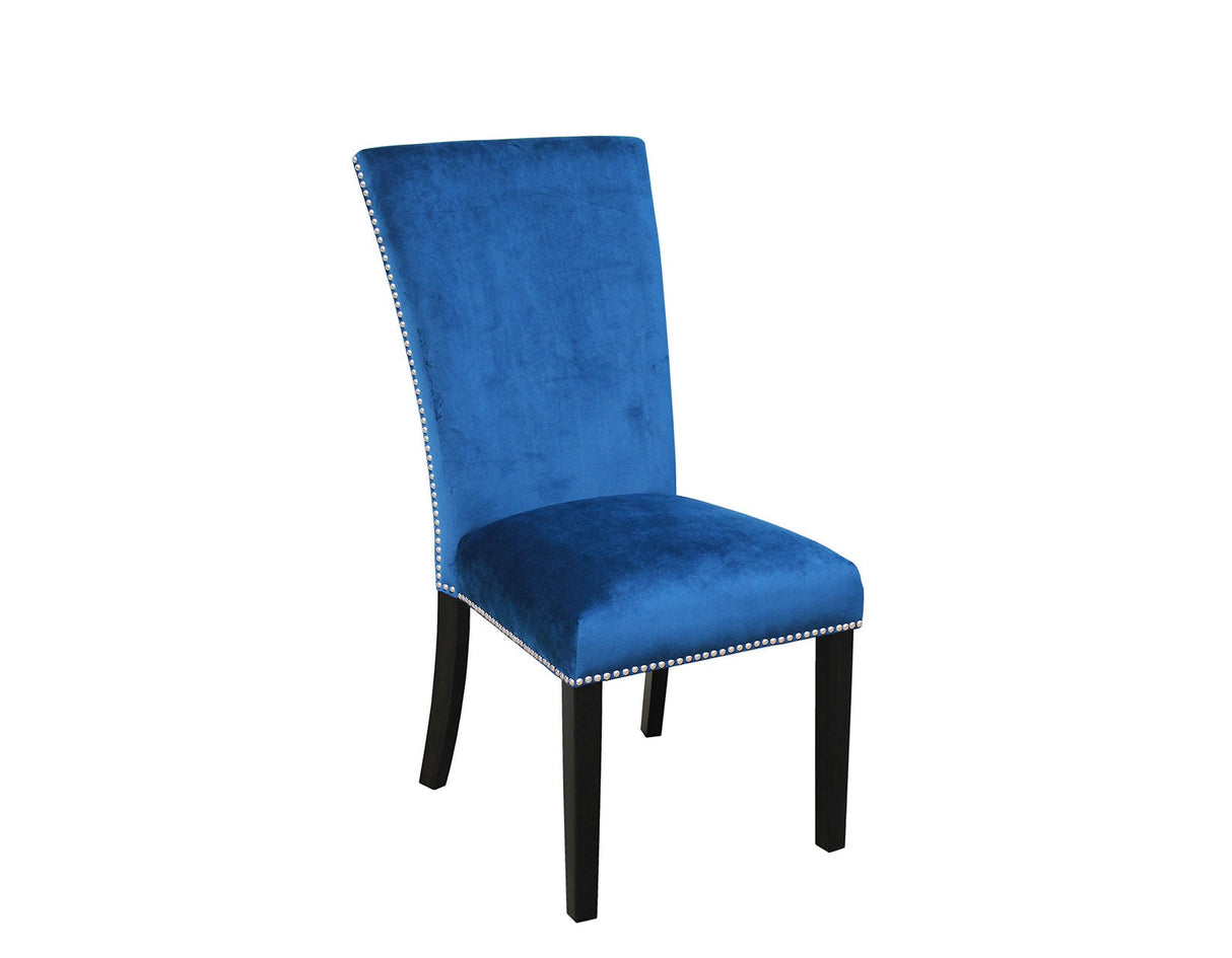 Camila Blue Velvet Side Chair, Set of 2