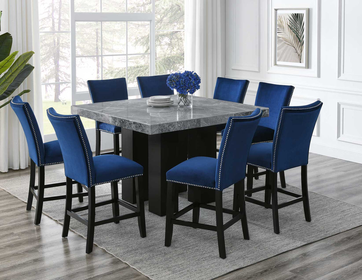 Camila Gray Marble 7-Piece Counter Dining Group(Counter Table & 6 Counter Chairs)