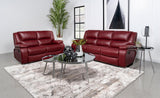 Camila Red Faux Leather 2-piece Upholstered Reclining Sofa Set by Coaster at Eve Furniture