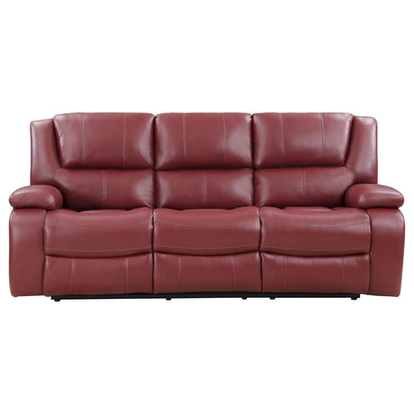 Camila Red Faux Leather 2-piece Upholstered Reclining Sofa Set by Coaster at Eve Furniture