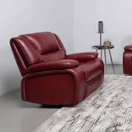 Camila Red Faux Leather Upholstered Glider Recliner Chair by Coaster at Eve Furniture