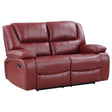 Camila Red Faux Leather Upholstered Motion Reclining Loveseat by Coaster at Eve Furniture