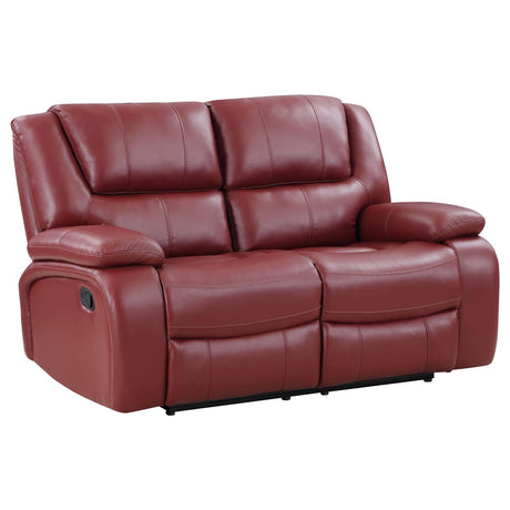 Camila Red Faux Leather Upholstered Motion Reclining Loveseat by Coaster at Eve Furniture