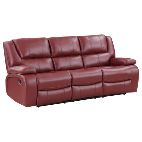 Camila Red Faux Leather Upholstered Motion Reclining Sofa by Coaster at Eve Furniture