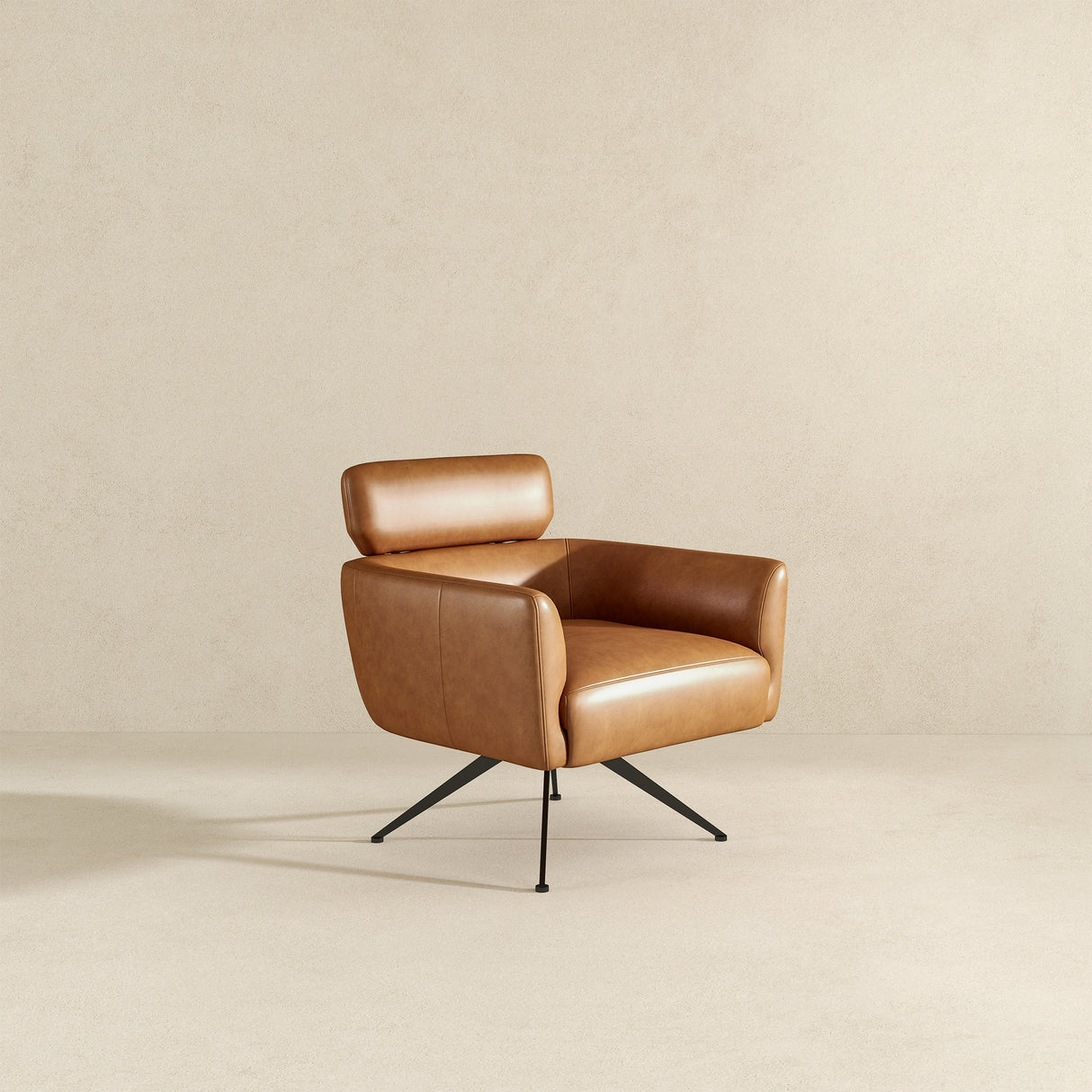 Camila Tan Leather Lounge Chair by Ashcroft Furniture at Eve Furniture