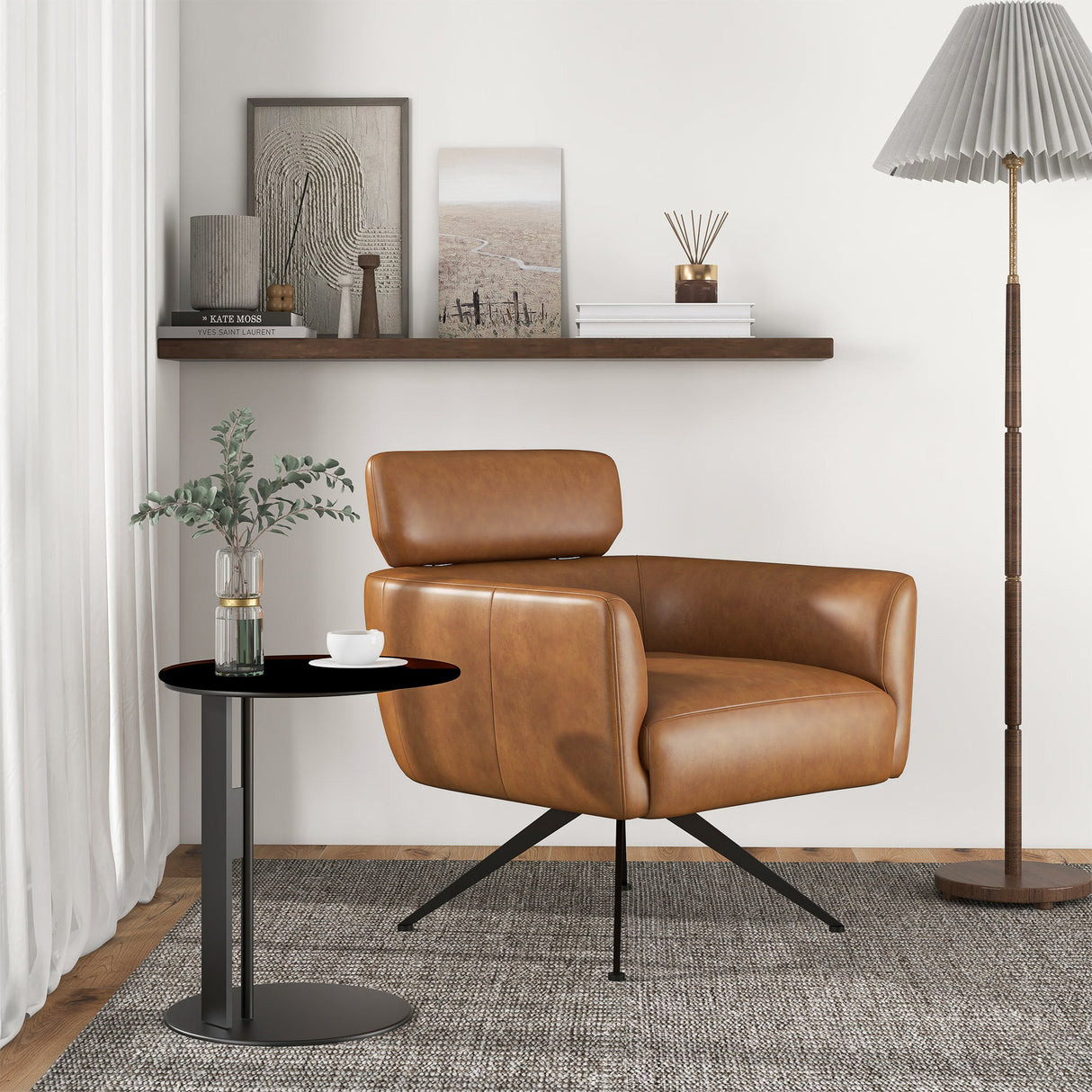 Camila Tan Leather Lounge Chair by Ashcroft Furniture at Eve Furniture